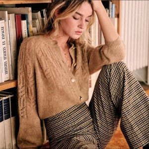 Sezane Tonio Jumper Cardigan Sand